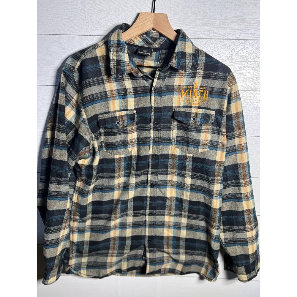 Burnside Black Hills Miner Brewing Co South Dakota Large Mens Flannel Brewery
